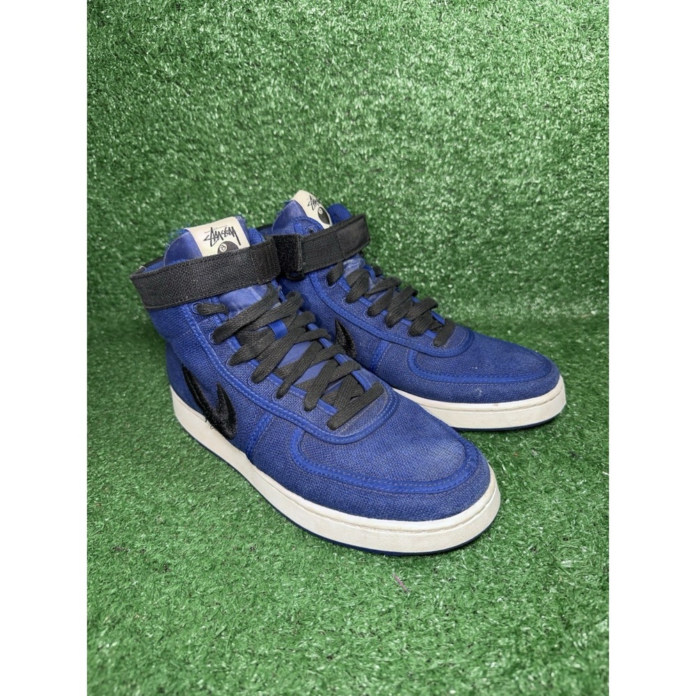 Stussy X Nike Vandal High DX5425-400 Royal Blue Black Skate Sneakers Mens Size 8 - Picture 2 of 9